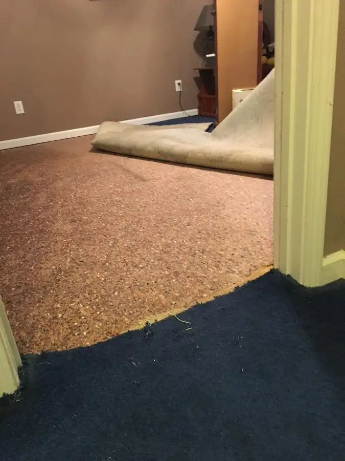 Carpet pad removal revealing water damage during Drying & Dehumidification in Scottsdale