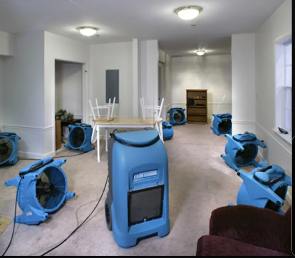 Air movers and dehumidifier setup for Water Damage Restoration in Scottsdale